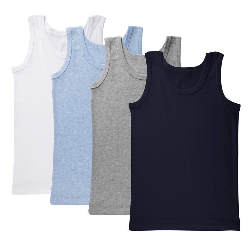 Brix Boys Undershirt Tank Top - Tagless 100% Cotton Super Soft 4 Pack Tanks. 5-6x - Image 1